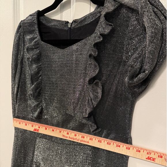 Vintage 70s Metallic Cottagecore Prairie Dress 8 Long Sleeve Holiday Party GLAM - Picture 7 of 11